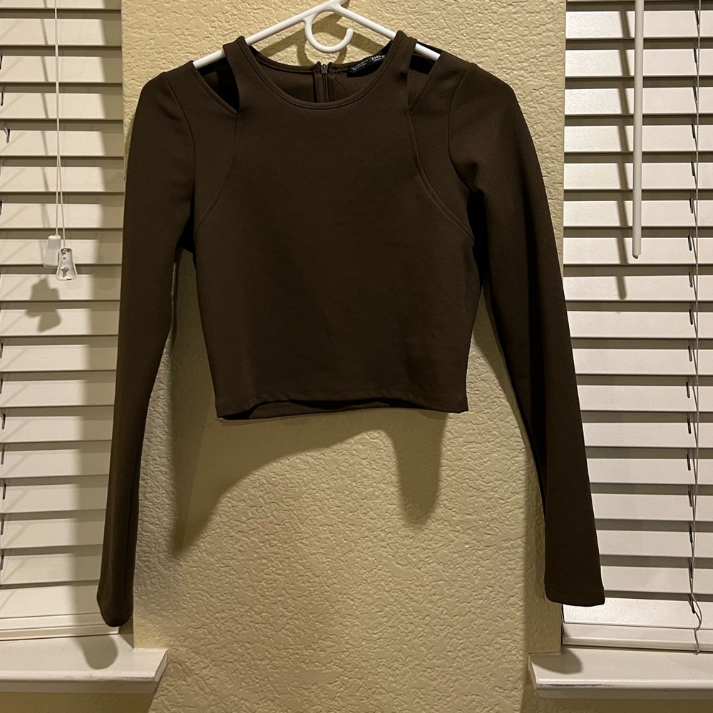 Zara green top with cutouts
